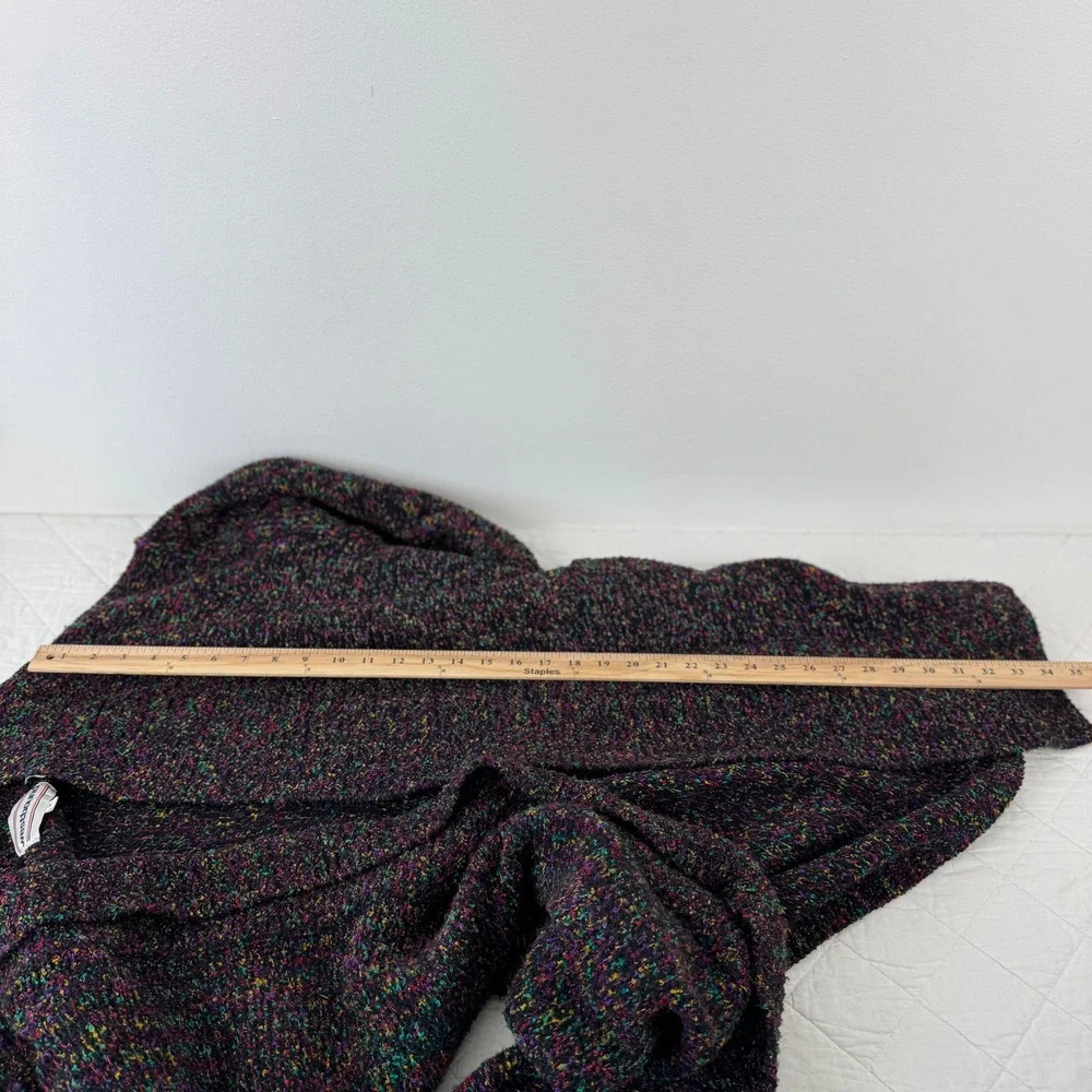 Westbound Vintage 80s Rainbow‎ Confetti Knit Open Cardigan Sweater Coat Black M